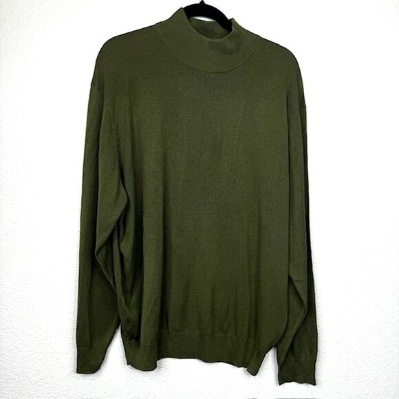 Jos. A. Bank Mens Signature Collection 100% Silk X-Large Crewneck Sweater Olive - Picture 2 of 10